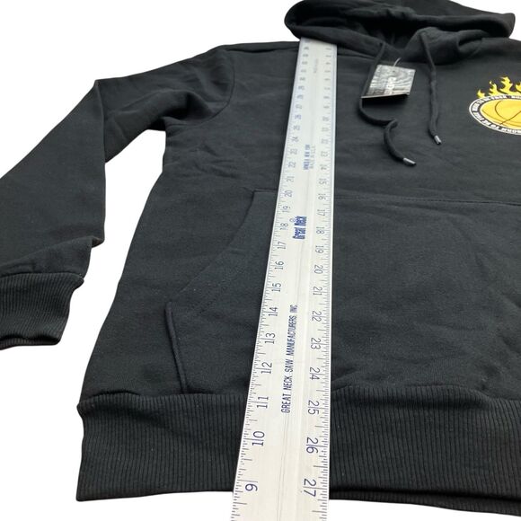 Basketball Graphic Hoodie Mens S Black Flame Ball Streetwear Skater Pullover NEW - Picture 5 of 13